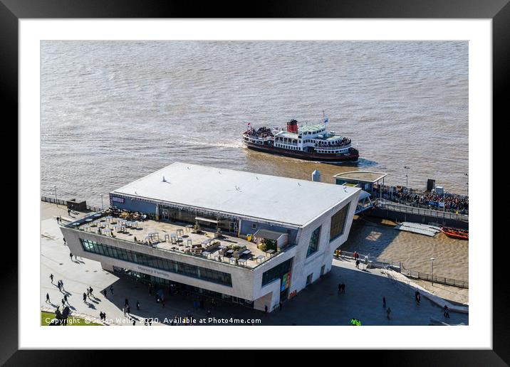 Mersey Ferry approaches its jetty Framed Mounted Print by Jason Wells