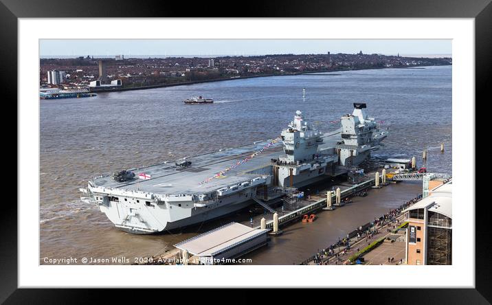 Panorama of HMS Prince of Wales on the Liverpool w Framed Mounted Print by Jason Wells