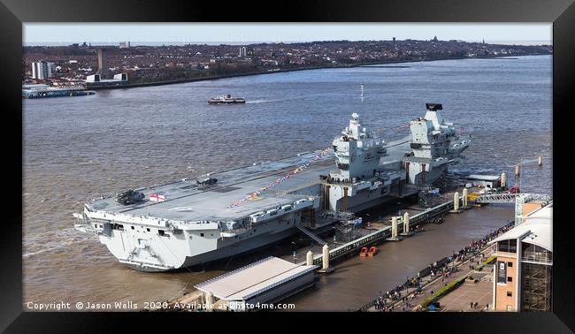 Panorama of HMS Prince of Wales on the Liverpool w Framed Print by Jason Wells