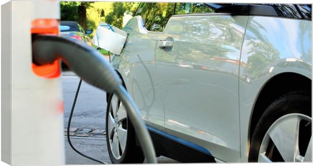 Power supply for electric car charging. Electric c Canvas Print by M. J. Photography