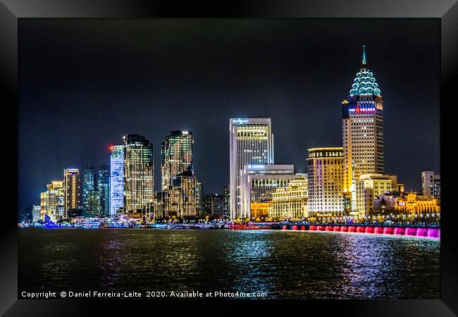Pudong District Night Scene, Shanghai, China Framed Print by Daniel Ferreira-Leite
