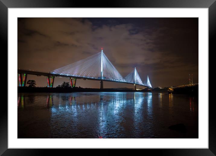 Queensferry Crossing at Night Framed Mounted Print by Richard Newton