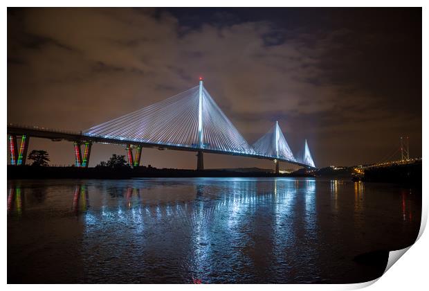 Queensferry Crossing at Night Print by Richard Newton