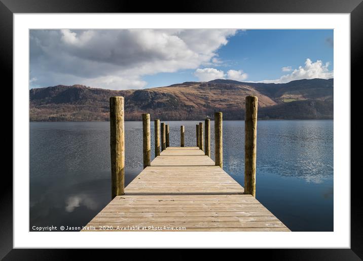 Long jetty on Derwent Water Framed Mounted Print by Jason Wells
