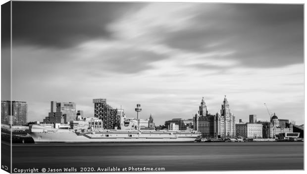 HMS Prince of Wales in monochrome Canvas Print by Jason Wells