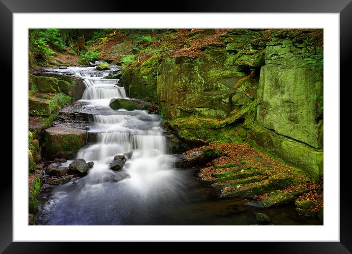 Lumsdale Waterfalls                                Framed Mounted Print by Darren Galpin