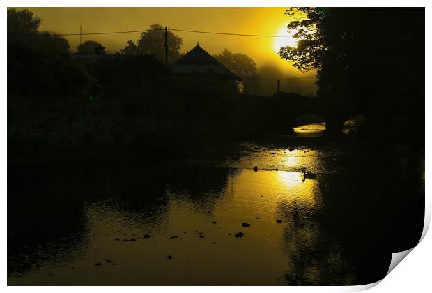 Sunrise on the  River at Newmills  Launceston Print by Dave Bell