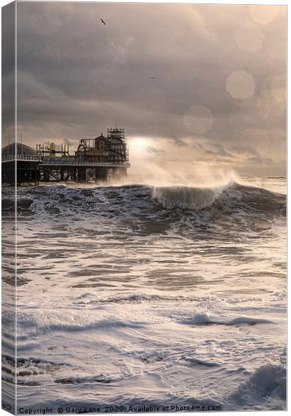 Brighton Pier on Stormy day Canvas Print by Gary Lane