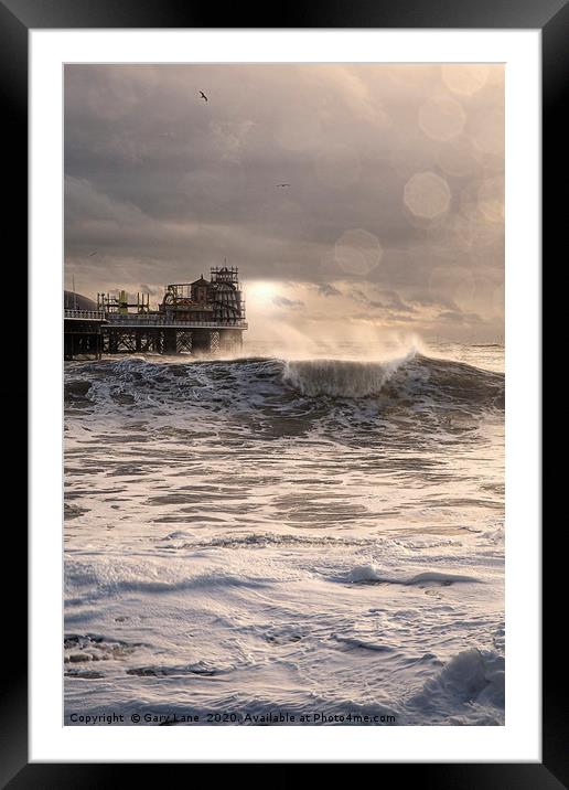 Brighton Pier on Stormy day Framed Mounted Print by Gary Lane