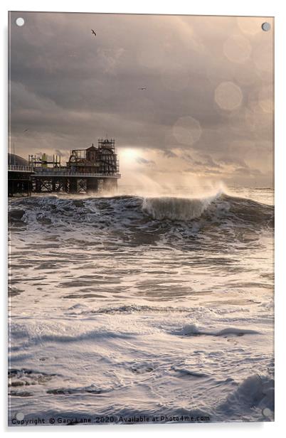 Brighton Pier on Stormy day Acrylic by Gary Lane
