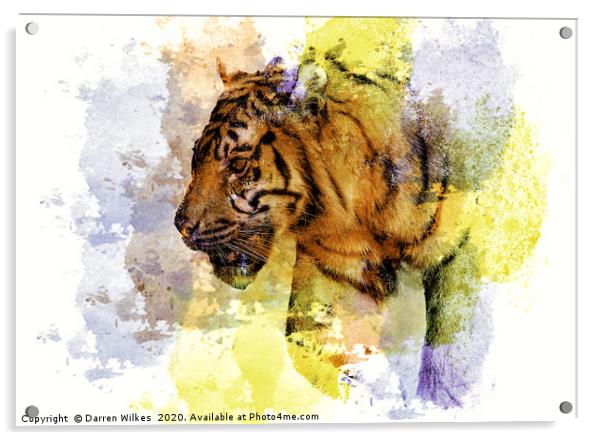 Digital Tiger Art  Acrylic by Darren Wilkes