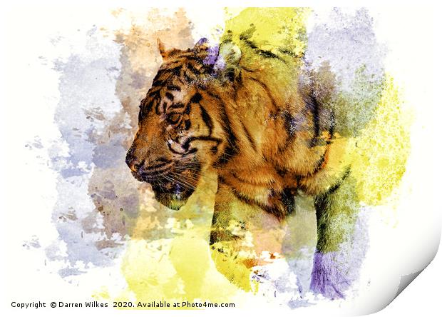 Digital Tiger Art  Print by Darren Wilkes