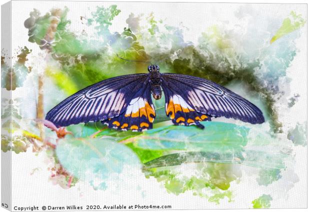 Resting Butterfly watercolour Canvas Print by Darren Wilkes