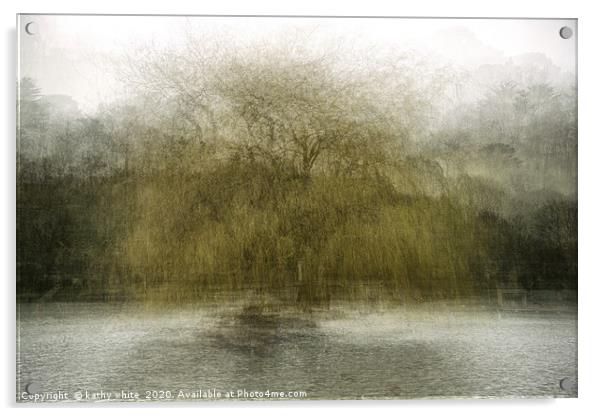 Portrait of a tree Helston lake Cornwall impressio Acrylic by kathy white