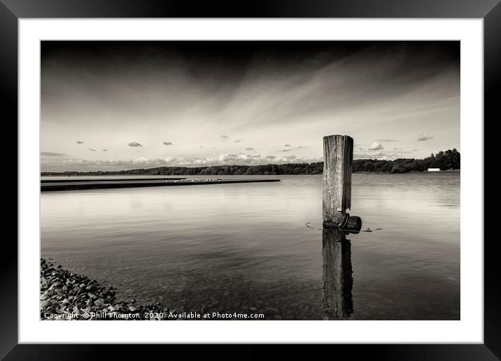 Still waters of the Strathclyde country park B&W. Framed Mounted Print by Phill Thornton