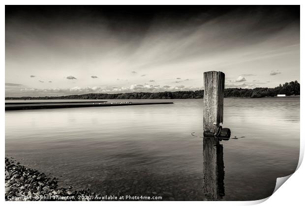 Still waters of the Strathclyde country park B&W. Print by Phill Thornton