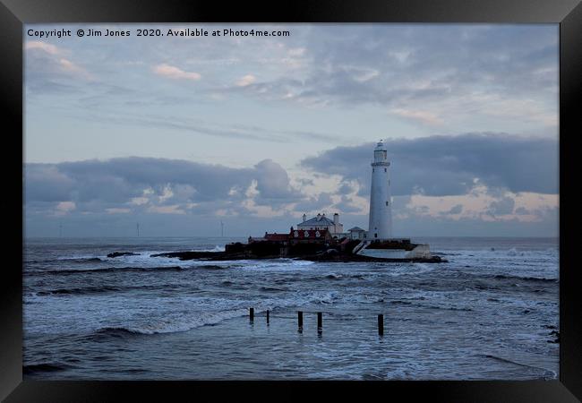 High Tide at St Mary's Island. Framed Print by Jim Jones