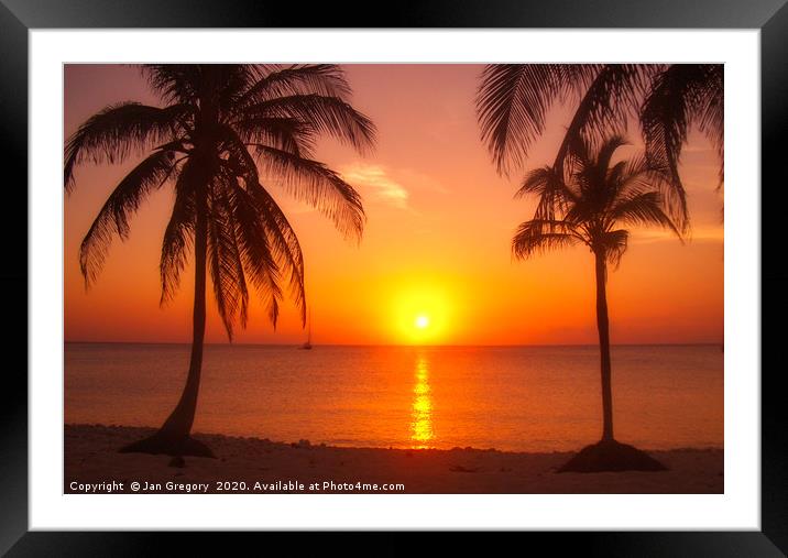 Barbados Sunset Framed Mounted Print by Jan Gregory