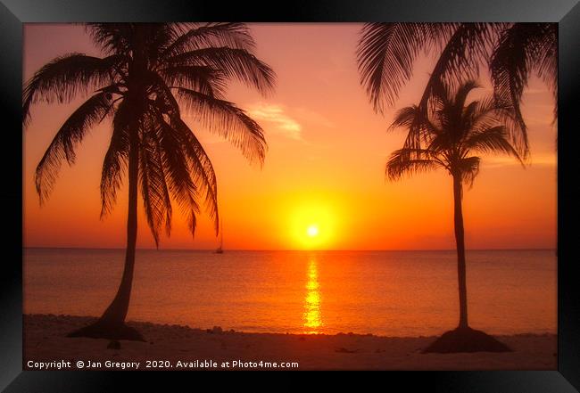 Barbados Sunset Framed Print by Jan Gregory