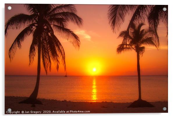 Barbados Sunset Acrylic by Jan Gregory