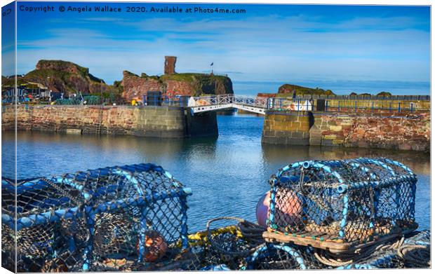Lobster pots at Dunbar Castle Canvas Print by Angela Wallace