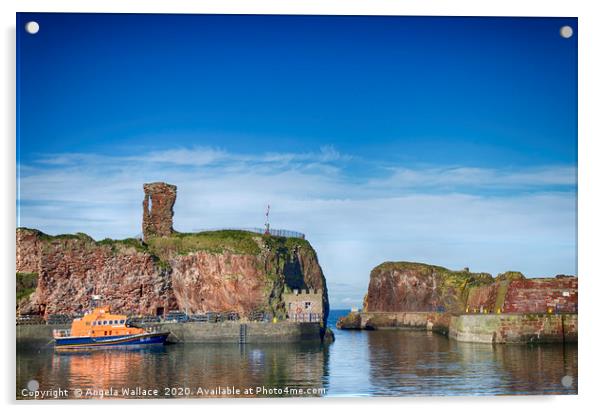 Lifeboat at Dunbar Castle ruins Acrylic by Angela Wallace