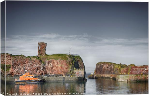 lifeboat under Dunbar Castle Canvas Print by Angela Wallace