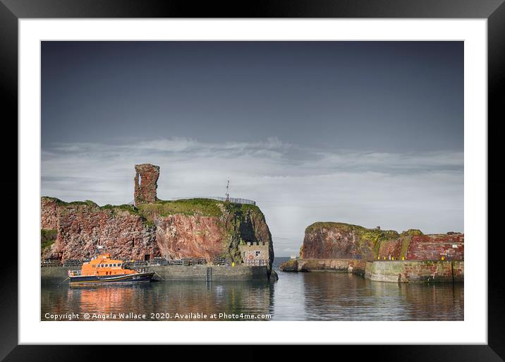 lifeboat under Dunbar Castle Framed Mounted Print by Angela Wallace