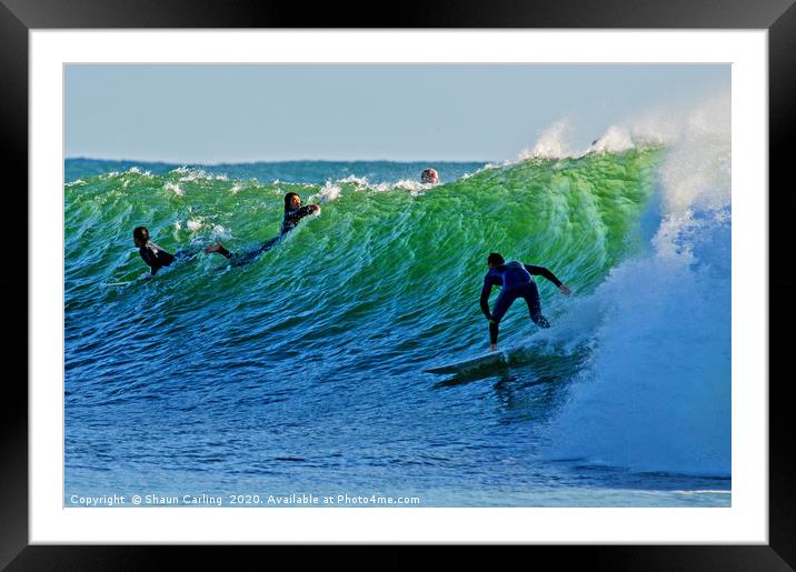 Snapper Rocks Surfers Framed Mounted Print by Shaun Carling