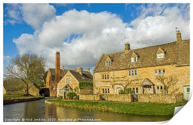 The Old Mill and Cottages Lower Slaughter Print by Nick Jenkins