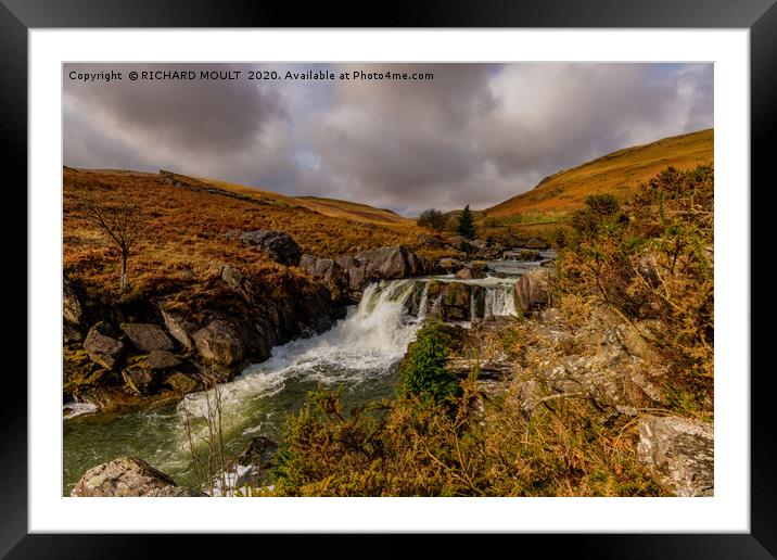 Elan Valley Waterfall Framed Mounted Print by RICHARD MOULT