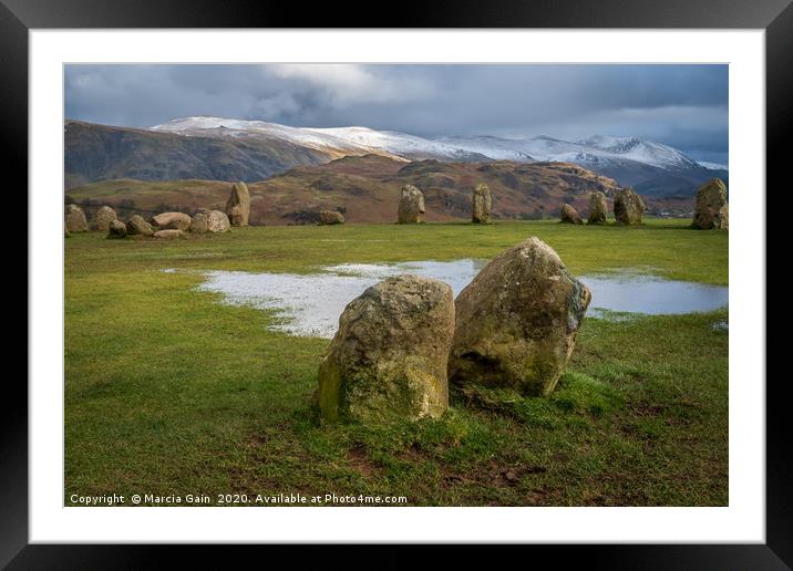 Castlerigg Stone Circle Framed Mounted Print by Marcia Reay