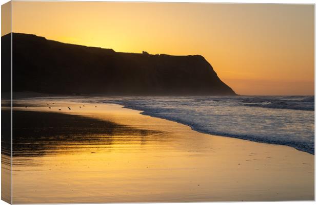 Sunset at Cattersty sands, North Yorkshire Canvas Print by Andrew Kearton