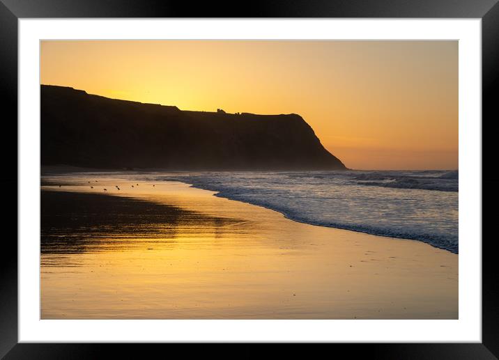 Sunset at Cattersty sands, North Yorkshire Framed Mounted Print by Andrew Kearton