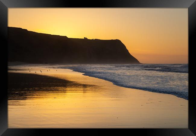 Sunset at Cattersty sands, North Yorkshire Framed Print by Andrew Kearton
