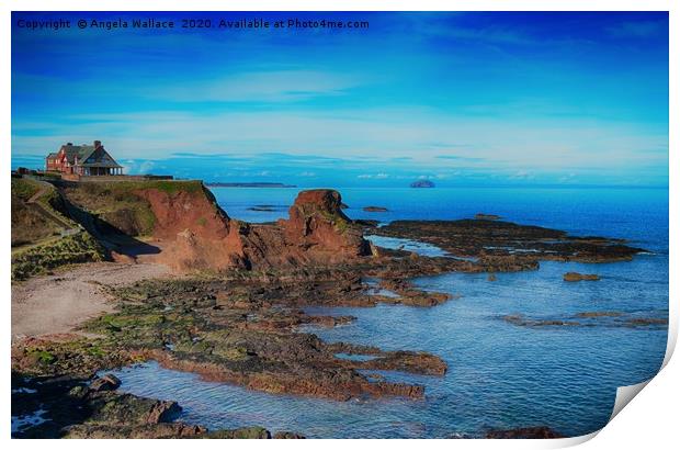 House on Dunbar cliff tops Print by Angela Wallace