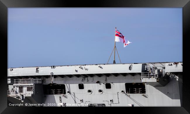 White Ensign on the stern of HMS Prince of Wales Framed Print by Jason Wells