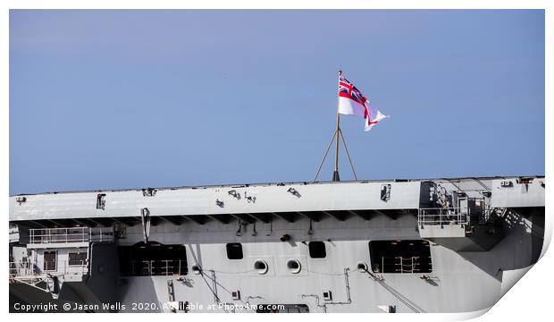 White Ensign on the stern of HMS Prince of Wales Print by Jason Wells