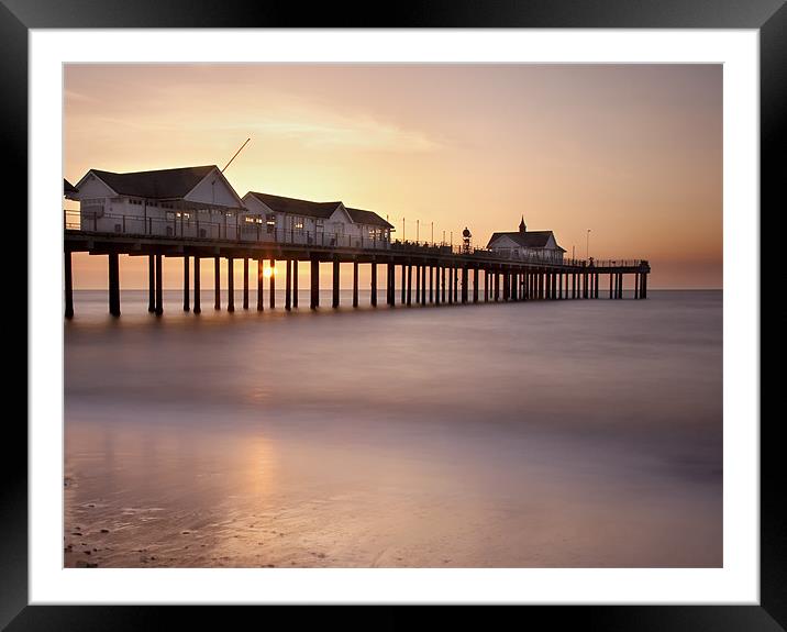 Southwold Pier at Sunrise, Suffolk Framed Mounted Print by Dave Turner