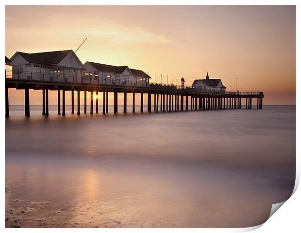 Southwold Pier at Sunrise, Suffolk Print by Dave Turner