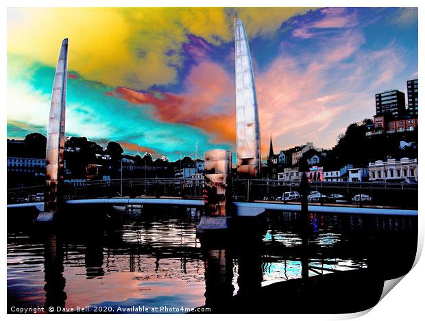 Torquay Harbour Bridge. Print by Dave Bell