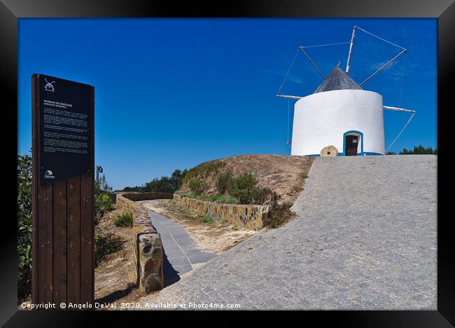 Odeceixe Windmill in Algarve Framed Print by Angelo DeVal