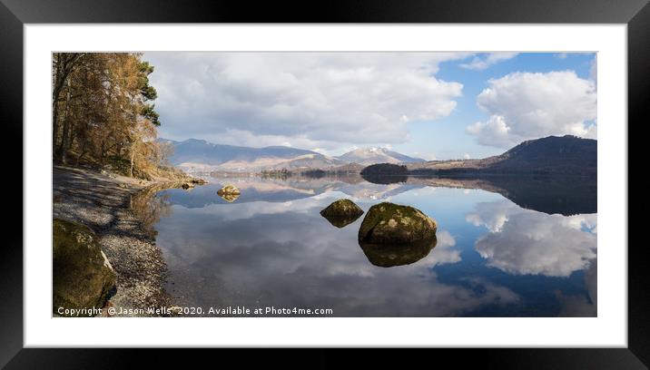 Rocks on the shore of Derwent Water Framed Mounted Print by Jason Wells