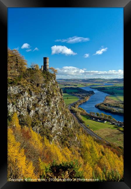 A View of Kinnoull Hill and the River Tay in Autum Framed Print by Navin Mistry