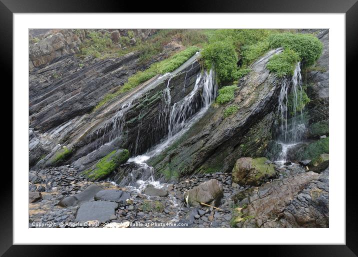 Waterfall of Praia da Amalia in Southwest Alentejo Framed Mounted Print by Angelo DeVal