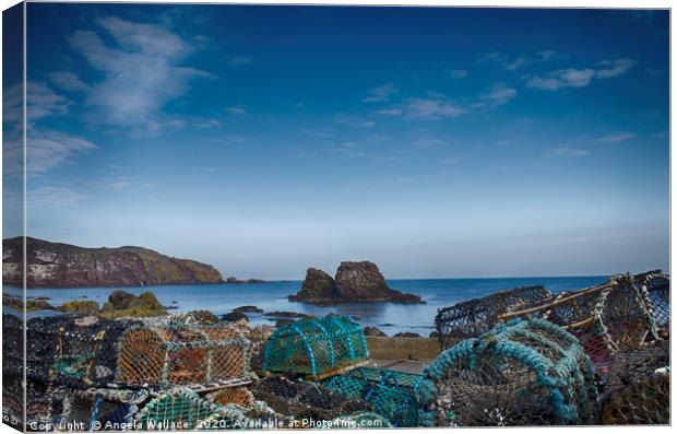 St Abbs Lobster pots Canvas Print by Angela Wallace