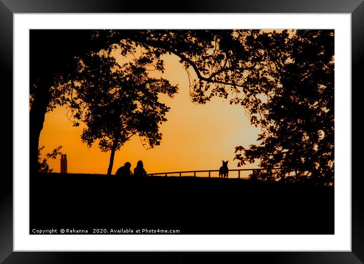 Sunset in park near Greenwich Meridian Framed Mounted Print by Rehanna Neky
