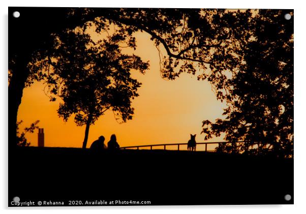 Sunset in park near Greenwich Meridian Acrylic by Rehanna Neky