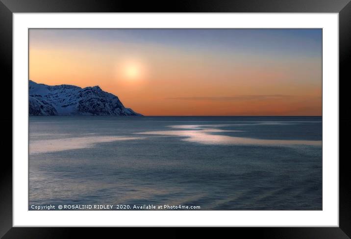"Sun setting over an Arctic sea" Framed Mounted Print by ROS RIDLEY