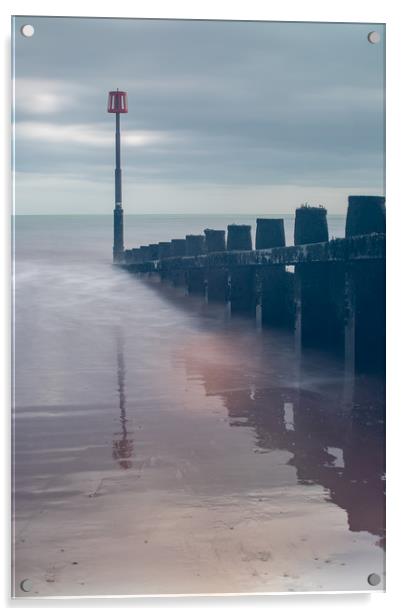 Dawlish Warren Groyne Acrylic by Images of Devon